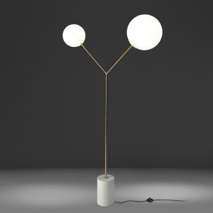 Image de Lampadaire en marbre blanc et acier dor&eacute;