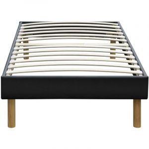 Image de Mina - Solide et Confortable Sommier Tapissier noir + Pieds en 20 cm pour matelas en 120x200 - 2 x 13 Lattes - Montage Rapide et Facile - revetement