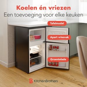 KitchenBrothers Réfrigérateur - 61L Compartiment réfrigérant - 24L Compartiment congélateur - Glacière - Frigo - Freestanding - Noir