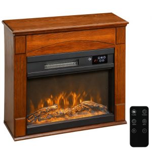 Homcom Chemin&eacute;e &eacute;lectrique - 1000W/2000W - effet flamme 3D &agrave; 6 couleurs et 3 luminosit&eacute;s - MDF et acier - 68,5x27,5x63cm - marron