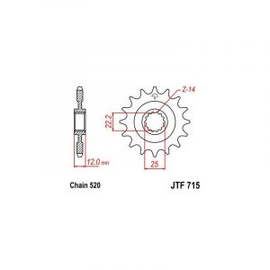 Image de Pignon JT Sprockets Acier pas 520 12 dents - Pour Gas Gas EC 250 00-14