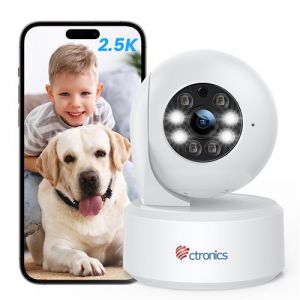 Ctronics 2,5K 4MP Cam&eacute;ra Surveillance WiFi Int&eacute;rieure, 2,4/5Ghz PTZ Camera avec Vision Nocturne Couleur 20m, PTZ 355&deg;/ 120&deg;, D&eacute;tection Humaine/Mouvement & Suivi Automatique pour B&eacute;b&eacute;/Animaux