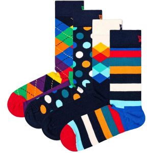 Happy socks 4-Pack Multi-Color Socks Gift Set Chaussettes, Bleu, Small/Medium Unisex