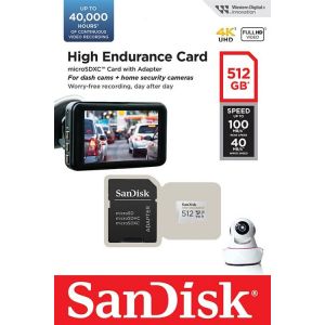 Sandisk High Endurance microSDXC UHS-I U3 V30 512 Go + Adaptateur SD