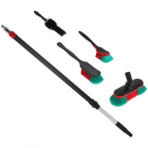 Vikan Kit de brosses de voiture avec raccord Gardena et robinet à boisseau sphérique, noir