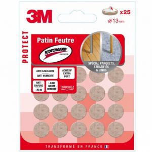 3M Patin adhésif feutre laine marron - Rond - Diamètre 22 mm - Vendu par 8