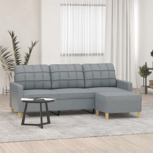 VidaXL Design In - Canapé droit,Canapé à 3 places avec repose-pieds Gris clair 180 cm Tissu 236677 - Gris