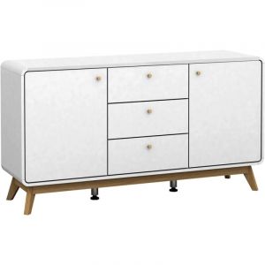 Cassie Commode avec 2 portes et 3 tiroirs en mélaminé blanc