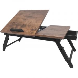 Relaxdays Table pour ordinateur portable pour lit et canap&eacute;, pliable, bambou, hauteur r&eacute;glable, brun fonc&eacute;/noir