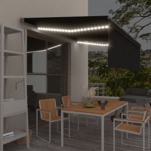 VidaXL Auvent automatique avec capteur de vent et LED 4x3 m Anthracite - Anthracite