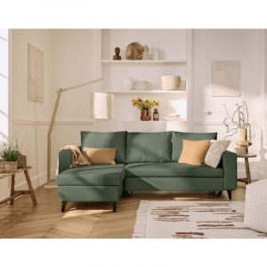Nordic - canapé d'angle réversible 4 places - convertible avec coffre - en cuir vegan - Vert