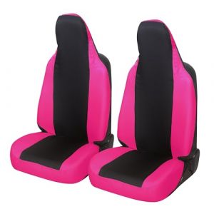 Rebeca Shop - Housses de siège de voiture universelles paire avant en Polycoton pour Twingo Noir/Fuchsia