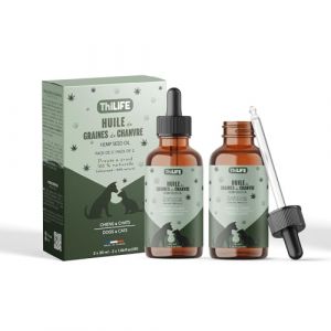 Thilife &ndash; Pack 2 Huiles de Graines de Chanvre Naturel pour Chiens & Chats &ndash; Bien-&ecirc;tre &ndash; 2 x 30 ml