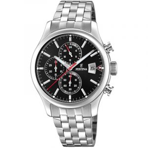 Image de Festina Montre CHRONO F20374-3 - Montre DATEUR ACIER CADRAN NOIR BRACELET ACIER Homme