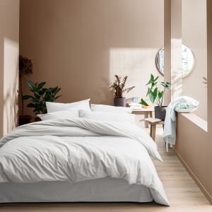 Matt & Rose Parure de lit unie en coton lav&eacute; Blanc 240x220+2x65x65cm