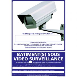 Signaletique.biz France - Panneau Information Bâtiment(s) sous vidéo surveillance. Signalisation Information Sécurité. Autocollant, pvc, Alu