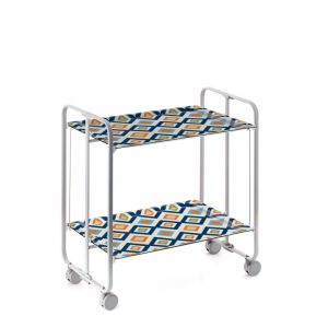 Don hierro Table Roulante Pliante Bauhaus, 2 Plateaux, Châssis Gris Aluminium.-81