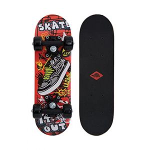 Schildkröt Funsports Mini-Skateboard 17", Planche en Bois 43 x 13 cm, Roues en Plastique 50 x 30 mm, Design : Skate It Out, 510610