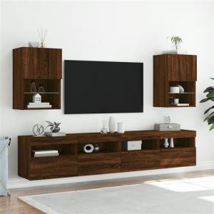 VidaXL Meubles TV avec lumières LED 2 pcs chêne marron 40,5x30x60 cm