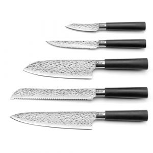 Richardson Sheffield Set 5 couteaux de cuisine - Katana - Acier Inoxydable 13 C - Finition Satinée - Noir