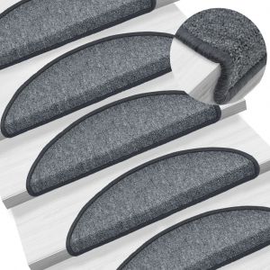 VidaXL Tapis d'escalier 10 pcs 56x20 cm Gris foncé