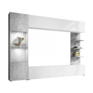 Rangement de salon Comfivo 210, Parties séparées, Avec table de TV, Stratifié, 187x250x30cm