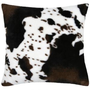 LOVELY CASA Coussin carr&eacute; peau de vache Marron Brun 40x40 cm