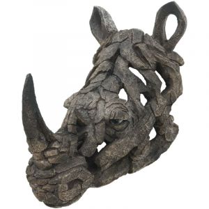 D&eacute;coshop26 T&ecirc;te de rhinoc&eacute;ros d&eacute;corative d&eacute;coration murale troph&eacute;e en polyr&eacute;sine int&eacute;rieure et ext&eacute;rieure 26 cm 040008615