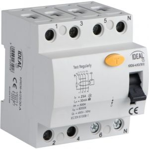 Kanlux Disjoncteur diff&eacute;rentiel 4P &ndash; 63A 300mA &ndash; Rail TH35 &ndash; IP20 KL-23201