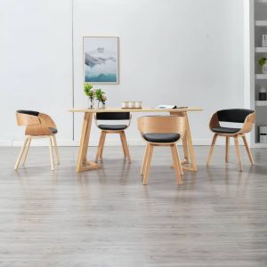 VidaXL Chaises de salle ? manger 4 pcs Noir Bois courb? et similicuir