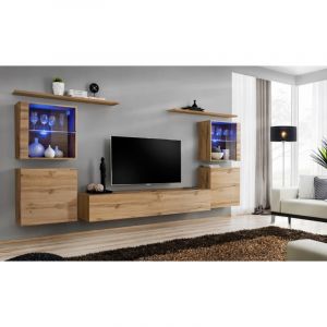 Meuble TV Mural Design " XIV" 320cm Naturel Prix