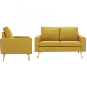 VidaXL Ensemble de canap?s 2 pcs Tissu Jaune