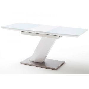 Image de Pegane Table extensible design coloris blanc brillant - L.140-180 x H.76 x P.80 cm -