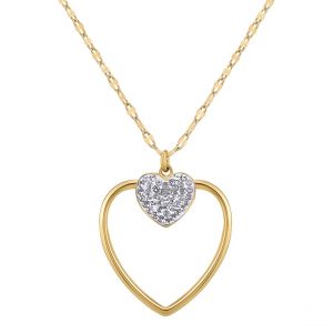 Collier Femme So Charm - B3408-DORE-BLANC - Collier Coeur Doré