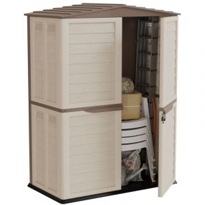 Intec Abri de jardin Ext&eacute;rieur 2 portes Beige 151 x 83 x H200cm Cabanon de jardin avec plancher int&eacute;gr&eacute;