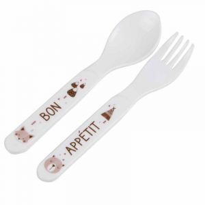 Set De 2 Couverts Bébé forêt Blanc Prix