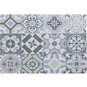 Secret de Gourmet - Set de table rectangulaire Carreaux de ciment - 45 x 30 cm - Gris