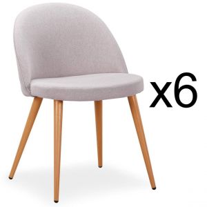 Lot de 6 chaises scandinaves Maury Tissu Gris clair