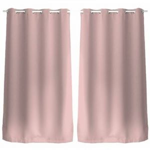 Toilinux - Lot de 2 Rideaux unis avec œillets - 140 x 240 cm - Rose