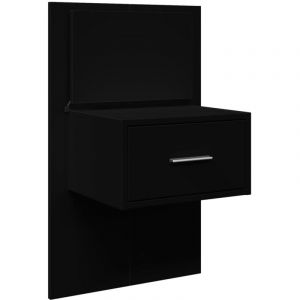 VidaXL Table de chevet murale avec lumières LED noir, armoire, armoire d'appoint, armoire de chevet, table de chevet, meuble de chambre à coucher