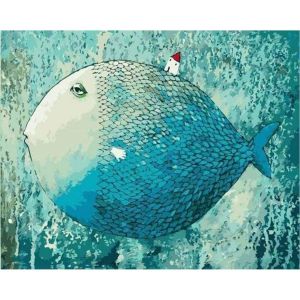 Peinture au numéro : Poisson artistique - sans châssis en bois