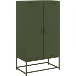 Buffet bahut commode armoire meuble de rangement organisateur cuisine salle de séjour salon haut olive 68,5 x 38,5 x 123,5 cm acier vert