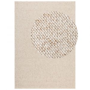 Elle Decoration Rocco Tapis Doux &agrave; Tissage Plat, Lavable en Machine, Aspect Laine, Durable et Durable, Moderne, Look scandinave, pour Salon, Salle &agrave; Manger, Chambre &agrave; Coucher, Couloir, cr&egrave;me, 160 x