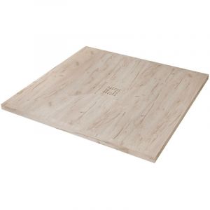 Receveur NOLA 3 - 80x80x3cm - R&eacute;sine - Nature bois - Bonde - Bois