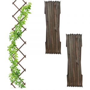 Relaxdays Tuteur à tomates, en lot pratique de 3, extensible, bois de sapin, pour le mur, 180 x 30 cm, marron