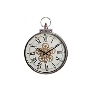 DKD Home Decor Horloge Murale, Cristal de Fer, Or, Gris, Noir, Estándar