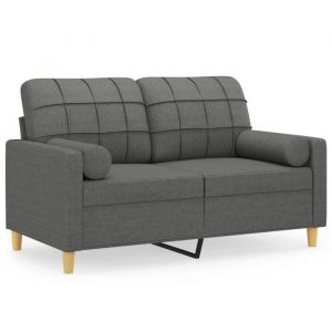 Prolenta Premium - Canapé 2 Places Avec Oreillers Gris Foncé 120 Cm Tissu