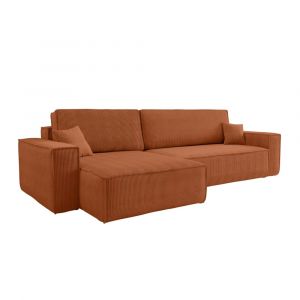 Loungitude Canapé FARAH dangle max réversible et convertible 5 places en velours côtelé - Terracotta