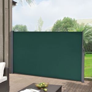 Image de Brise Vue pour Balcon Terr e Jardin Store Latéral Pare Soleil Protection Intempéries UV Vie Privée Acier Polyester 160 x 300 cm Vert Foncé