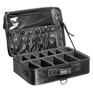 VEVOR Mallette de Maquillage 3 Niveaux Boîte de Rangement Transport Pratique avec Poignées, Sangle, Trousse Maquillage Professionnelle Imperméable Oxford Cadeau de Maquillage pour Femmes Filles, Noir